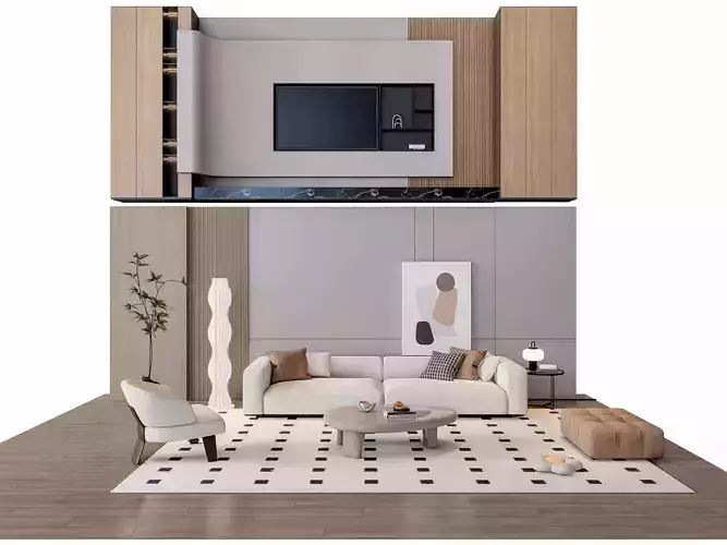 Sofa Coffee table sofa back panel TV wall Living room set 19