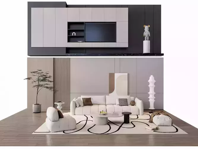 Sofa Coffee table sofa back panel TV wall Living room set 20