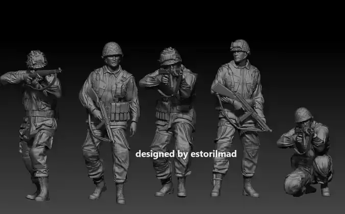  PACK 5 AMERICAN AIRBORNE PARATROOPER 3D print model