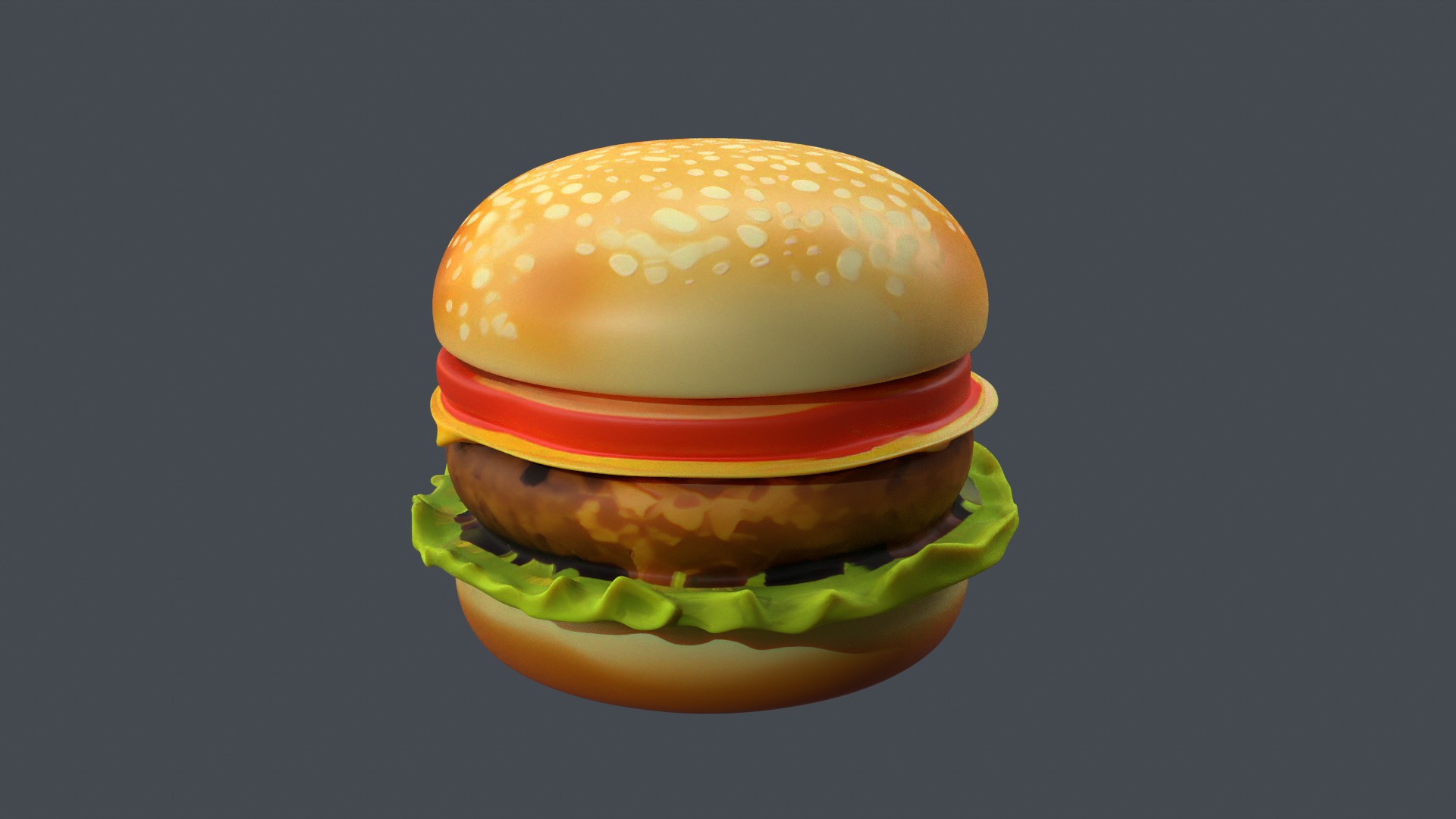 Chicken burger 3D model_1