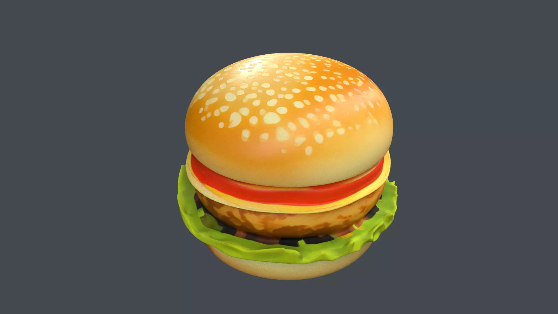 Chicken burger 3D model_0