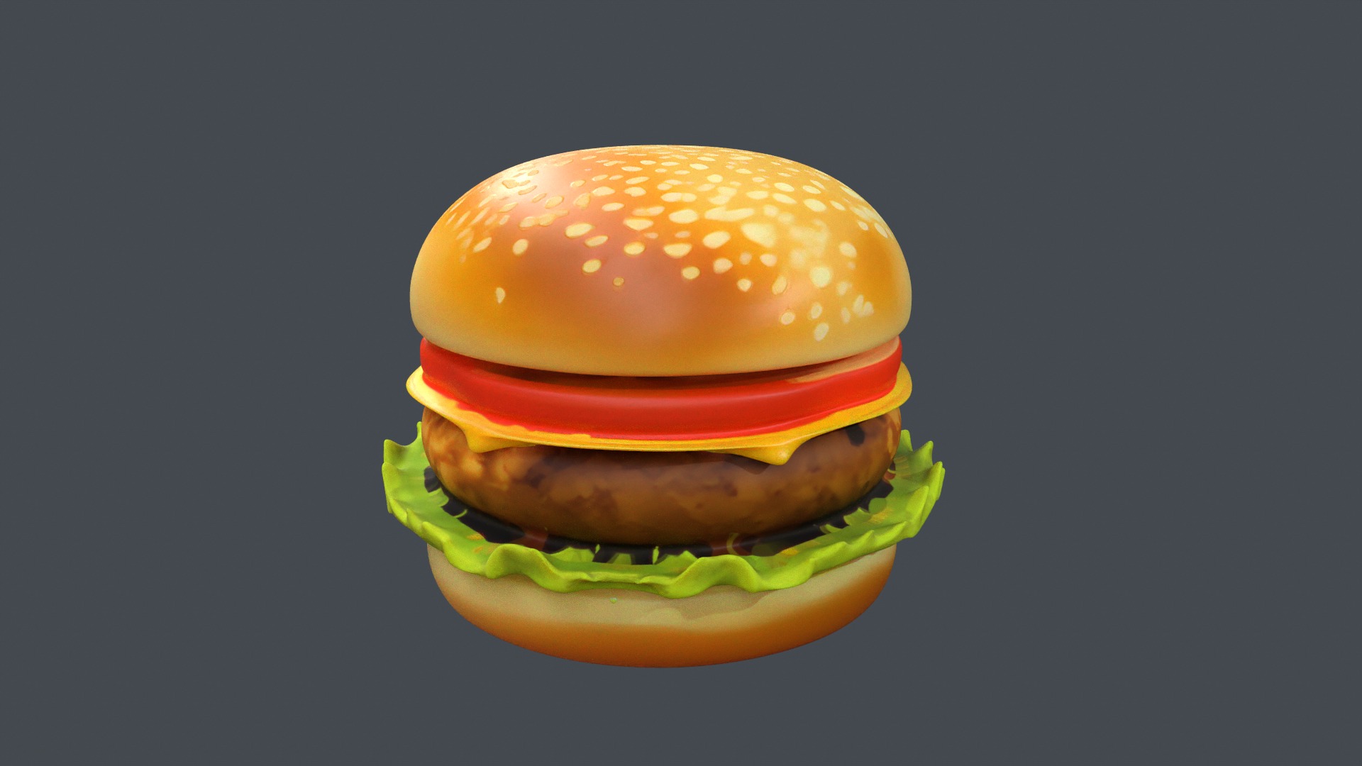 Chicken burger 3D model_2