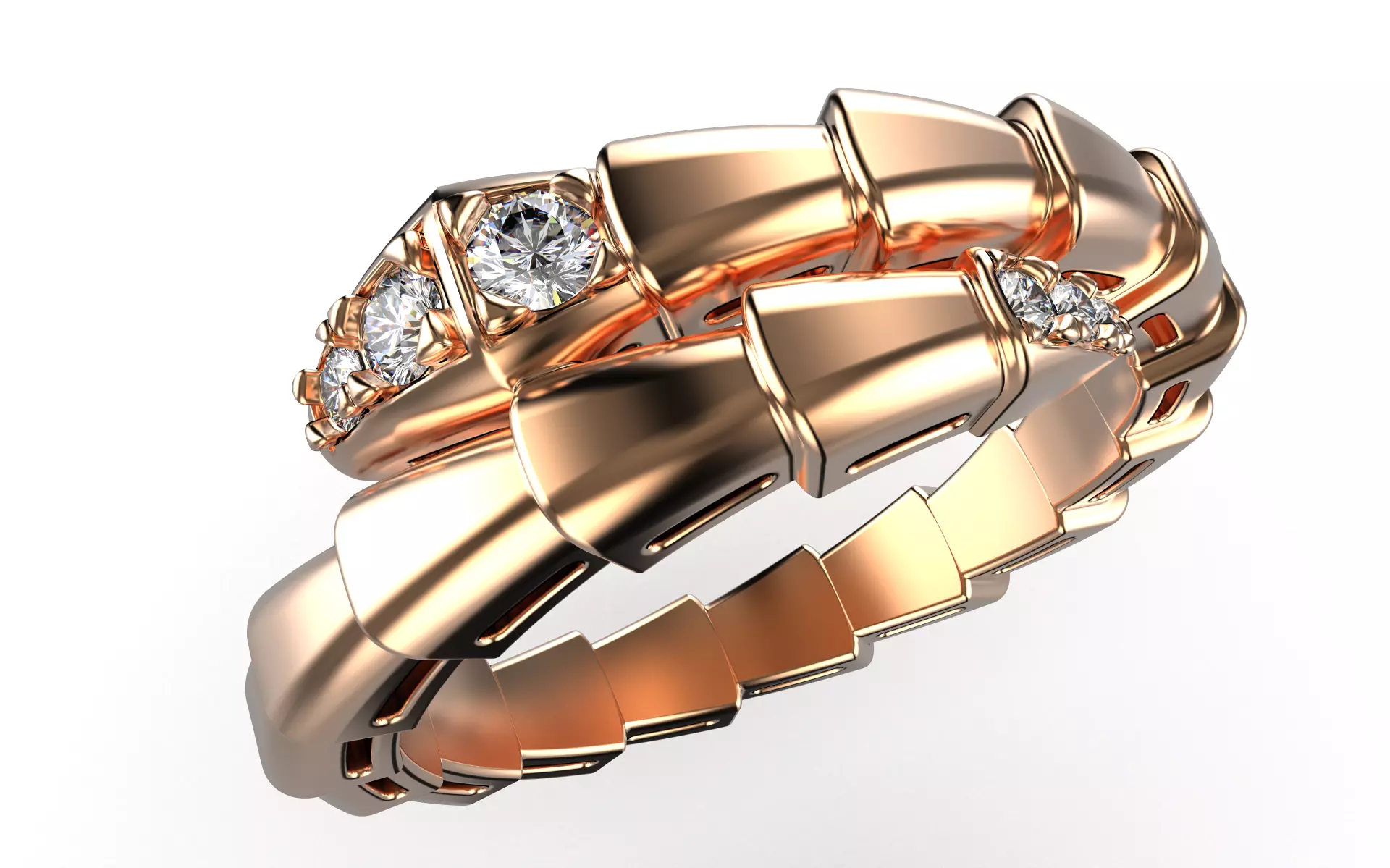 Bvlgari Ring Serpenti Viper with gem 3D print model_0