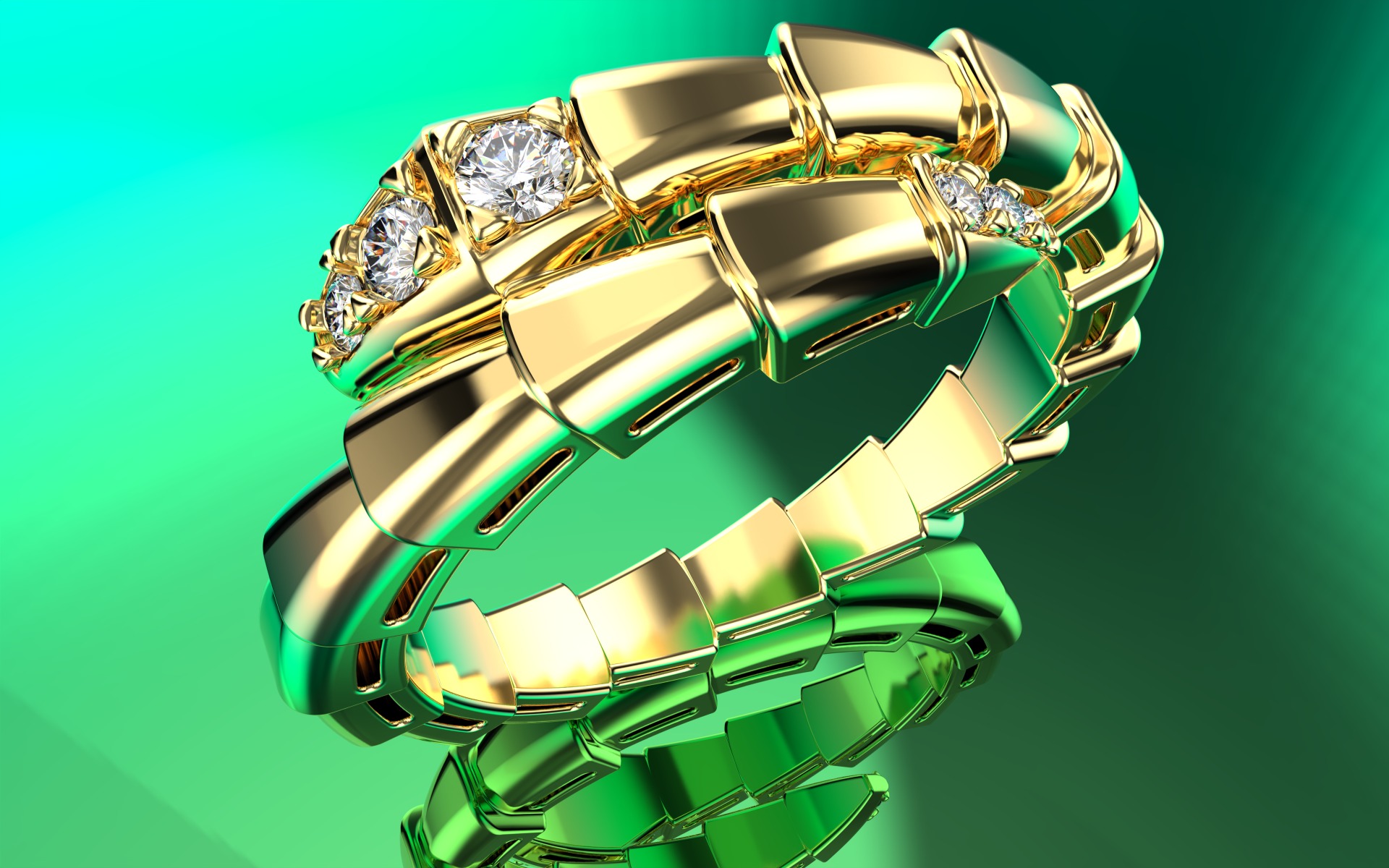 Bvlgari Ring Serpenti Viper with gem 3D print model_1