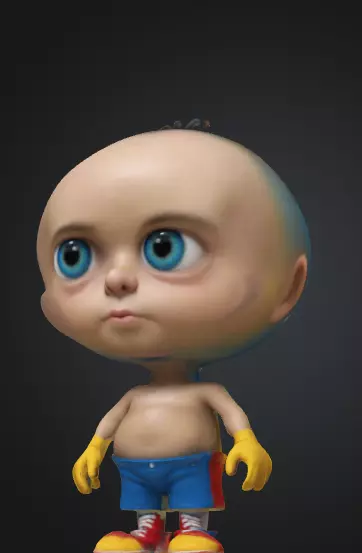 Halloween doll character with big head 3D model_0