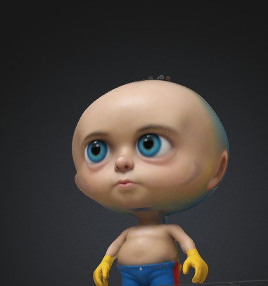 Halloween doll character with big head 3D model_1