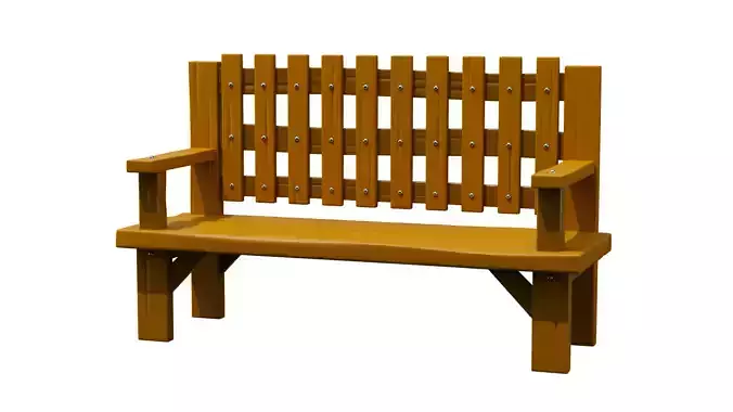 Stylized 3D park bench
