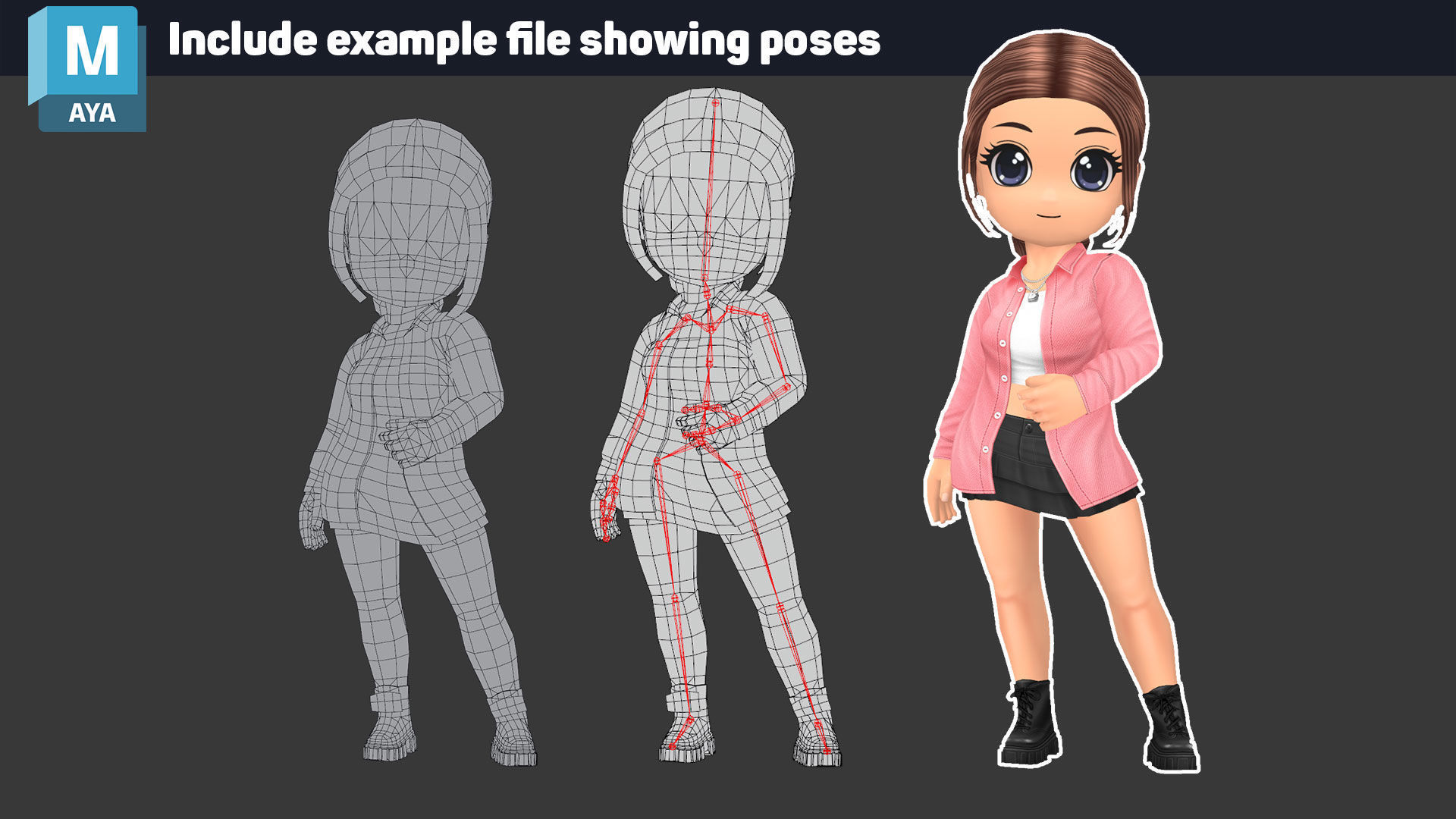 Girl Character V1 - Outfit Customization Low-poly 3D model_7
