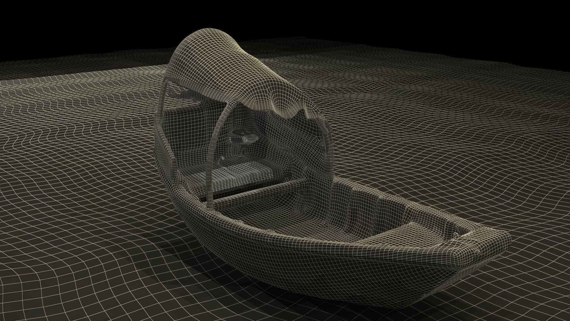 Chinese wooden boat  figure  Low-poly 3D model_3