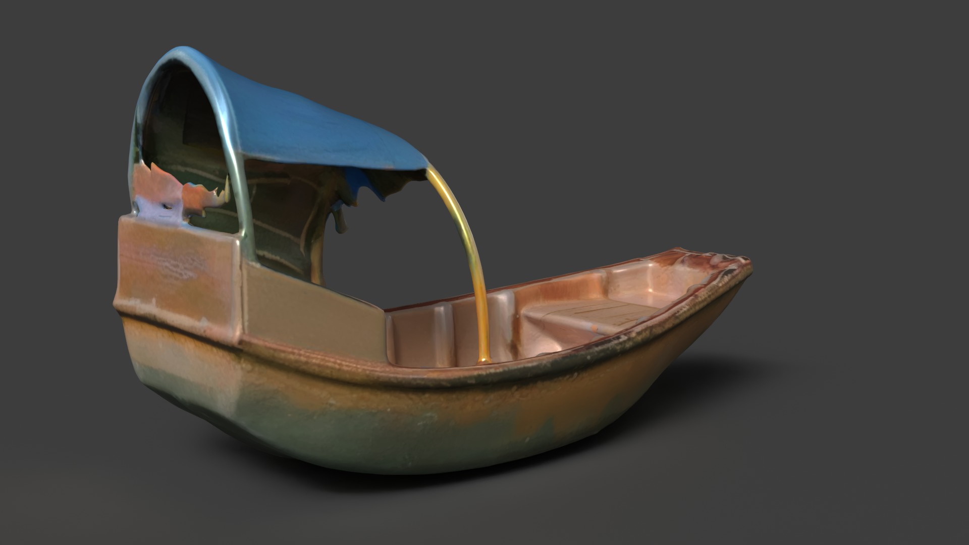 Chinese wooden boat  figure  Low-poly 3D model_7