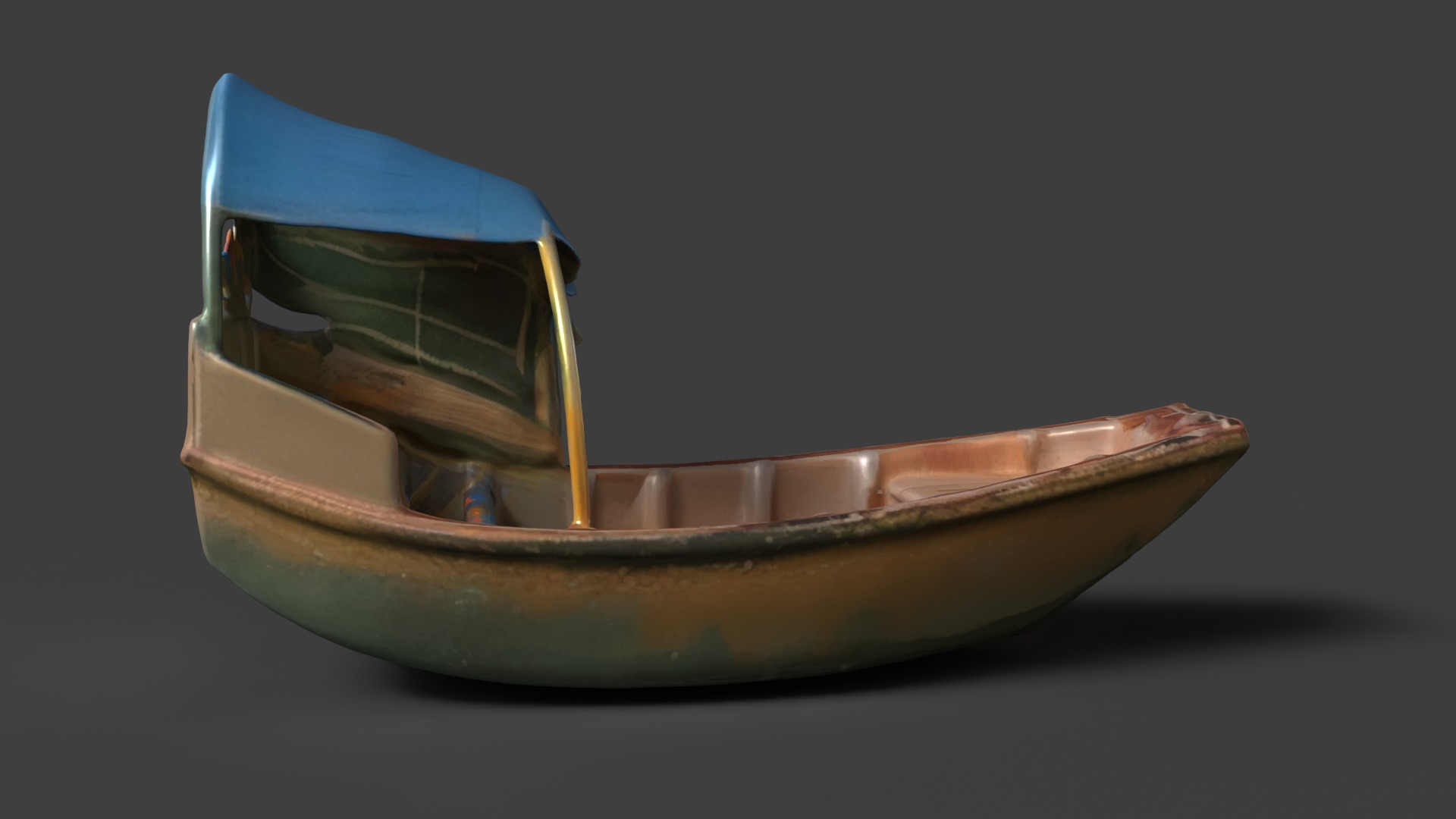 Chinese wooden boat  figure  Low-poly 3D model_6