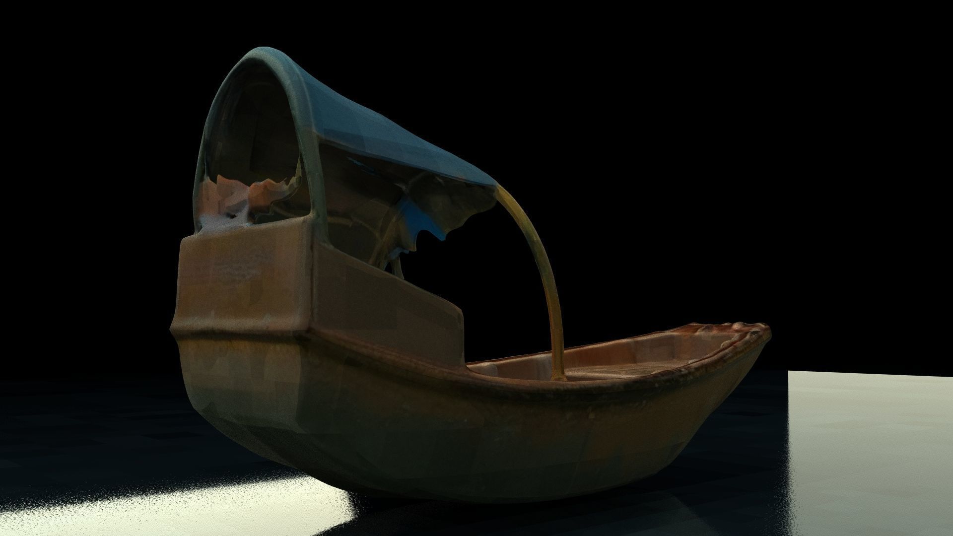 Chinese wooden boat  figure  Low-poly 3D model_10