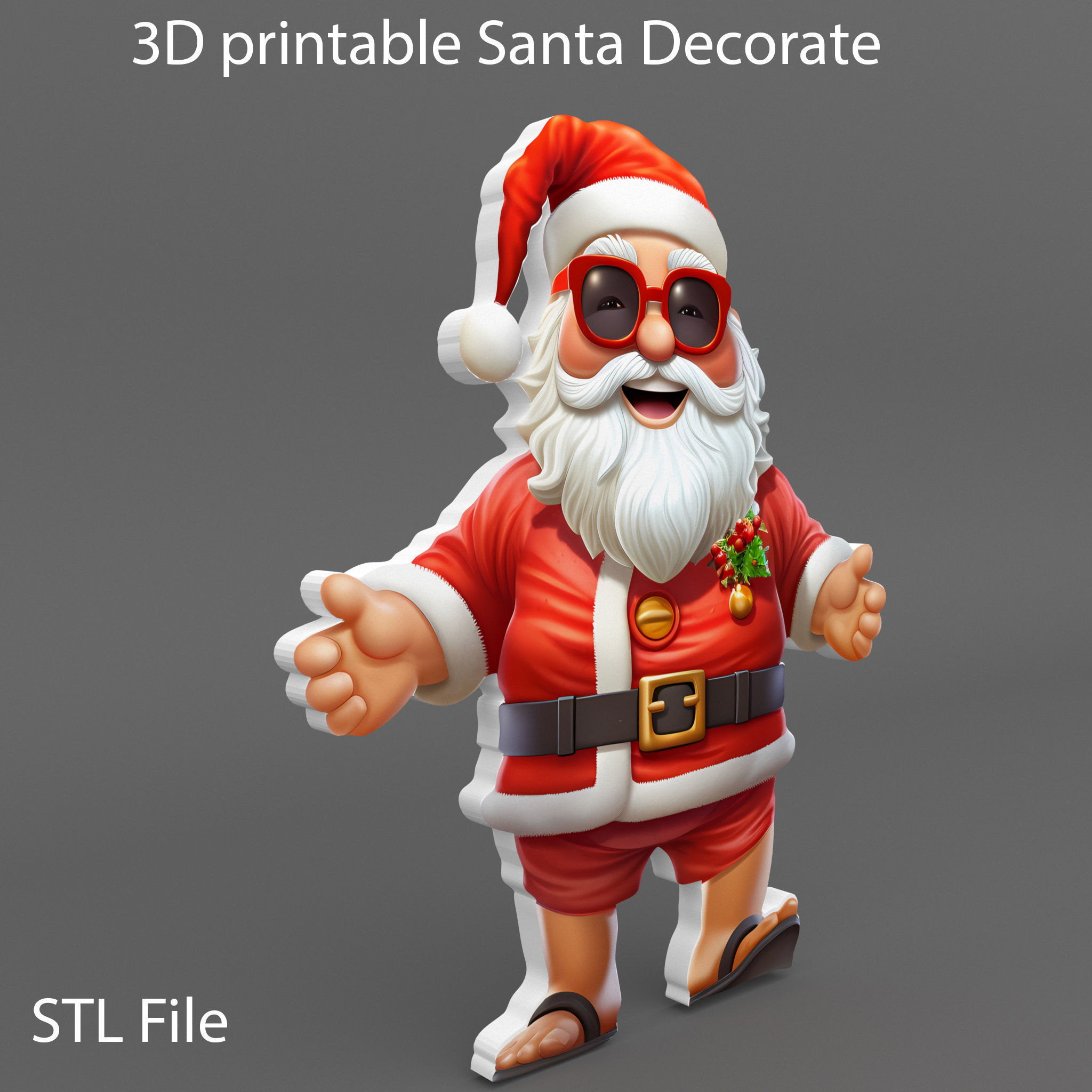 Santa Christmas Keychain STL printable and decorate 3D print model_12