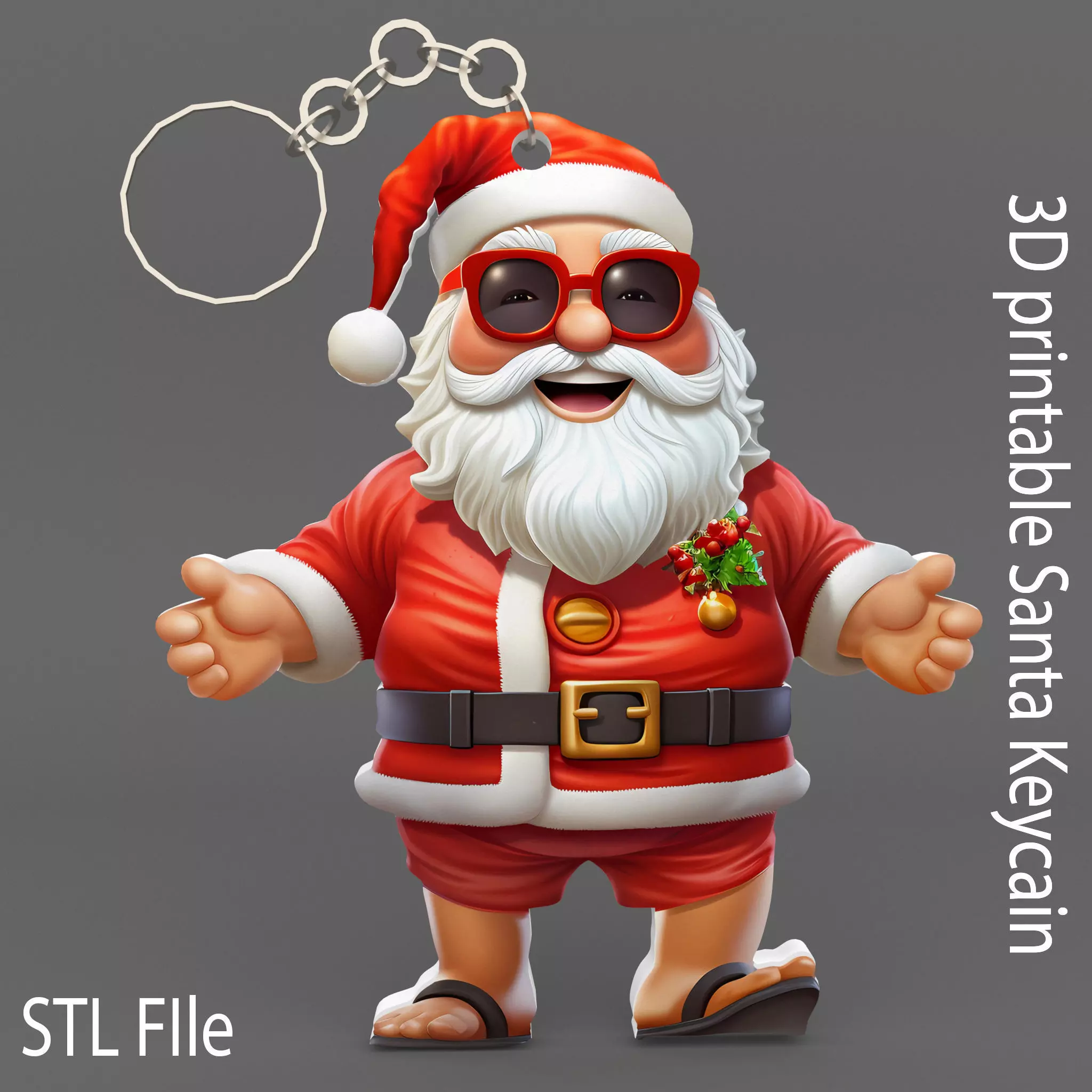 Santa Christmas Keychain STL printable and decorate 3D print model_0