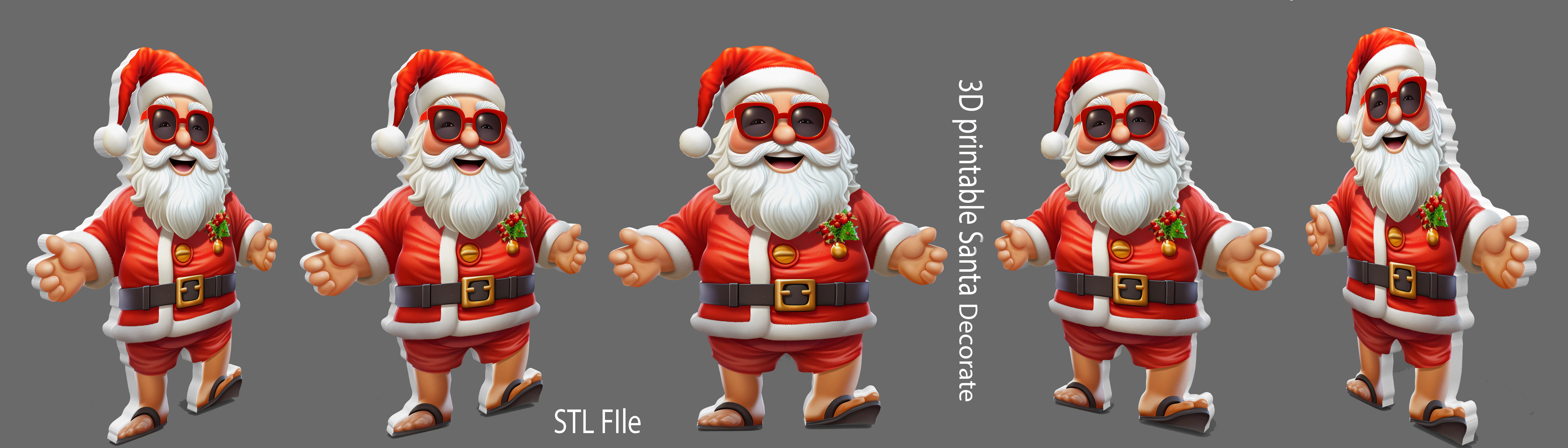 Santa Christmas Keychain STL printable and decorate 3D print model_13