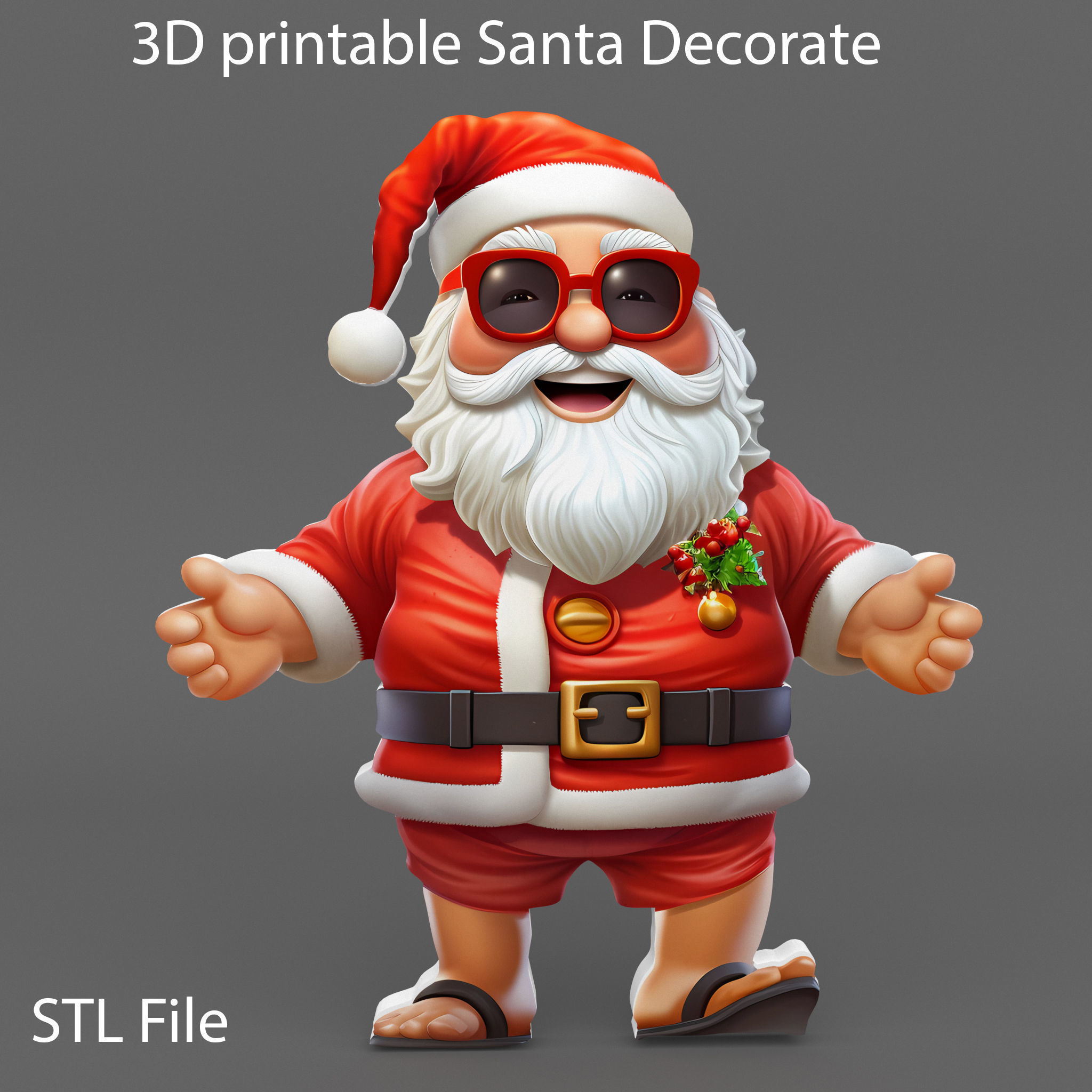 Santa Christmas Keychain STL printable and decorate 3D print model_8