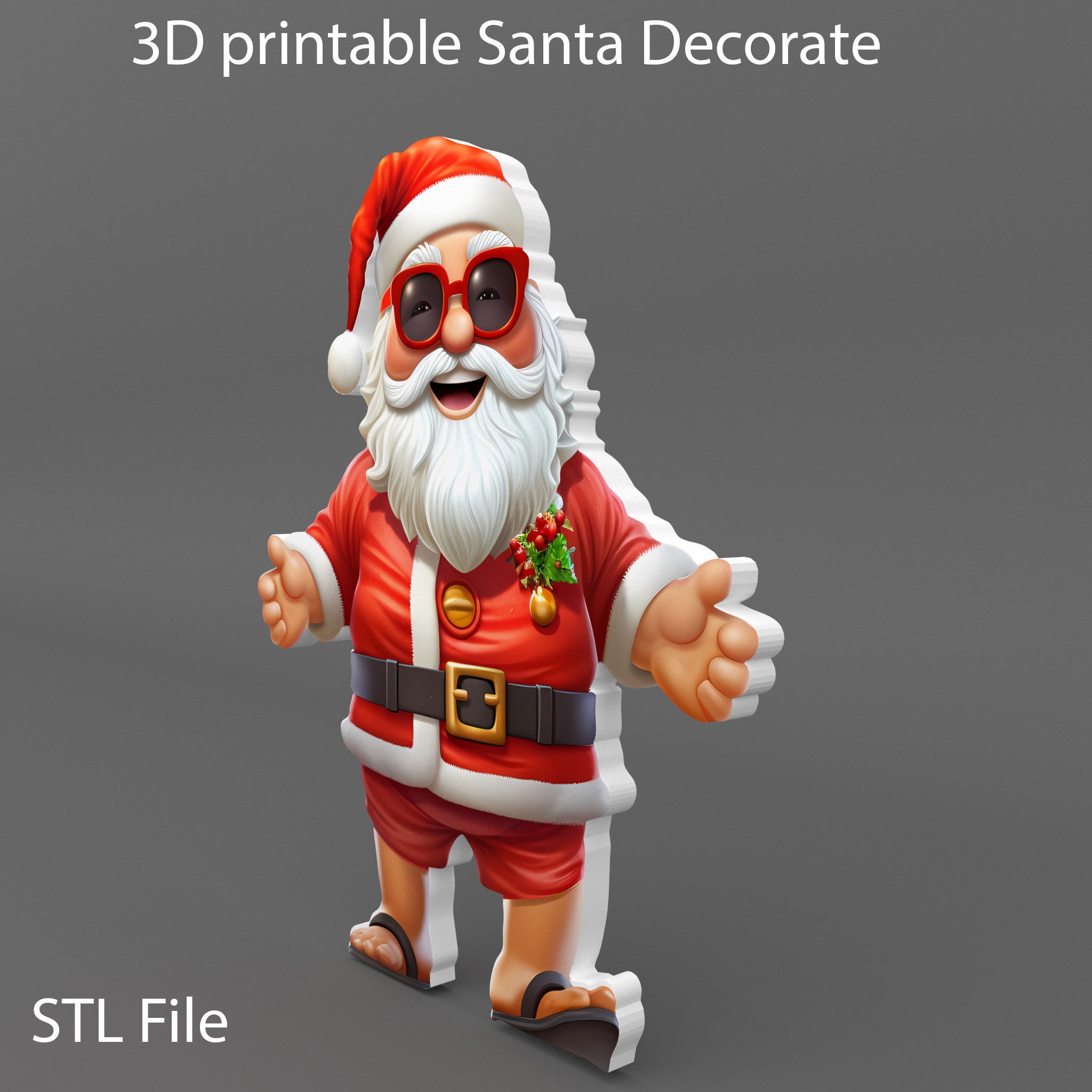 Santa Christmas Keychain STL printable and decorate 3D print model_11