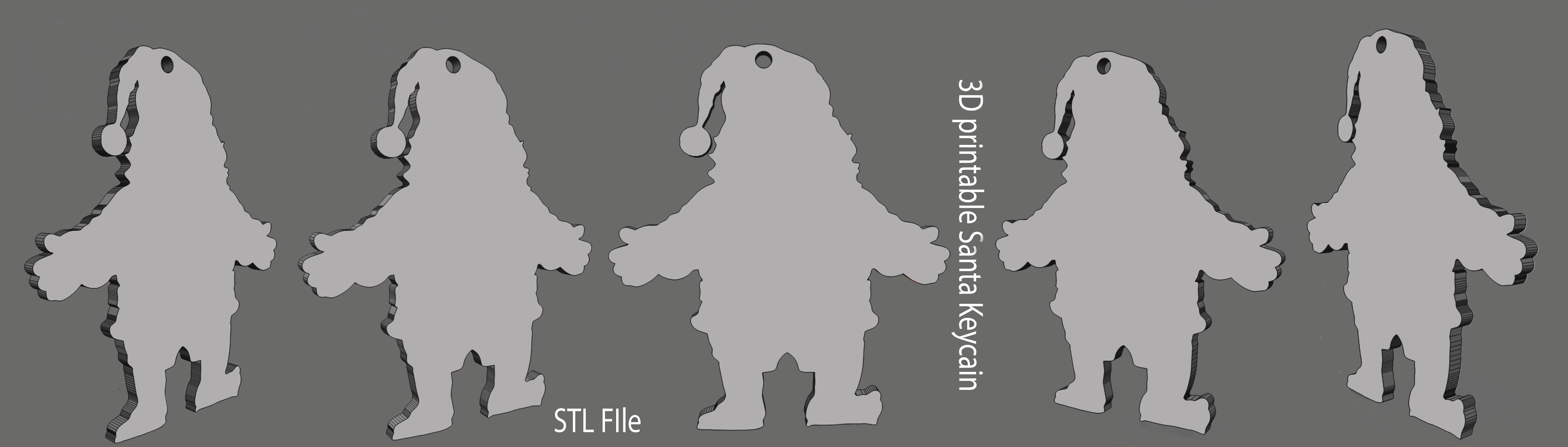 Santa Christmas Keychain STL printable and decorate 3D print model_7