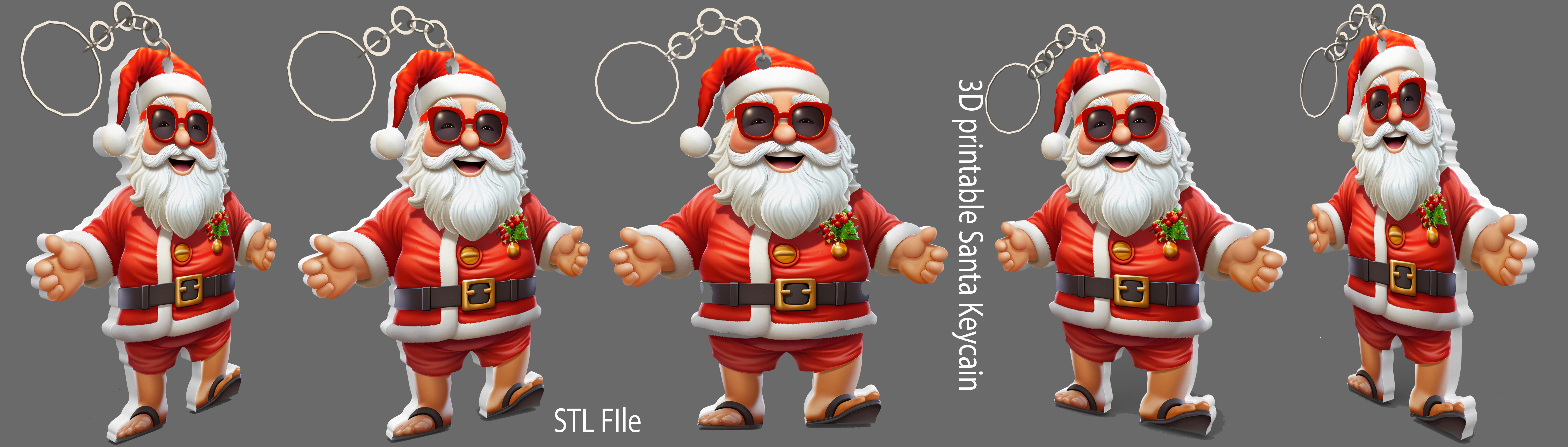 Santa Christmas Keychain STL printable and decorate 3D print model_5