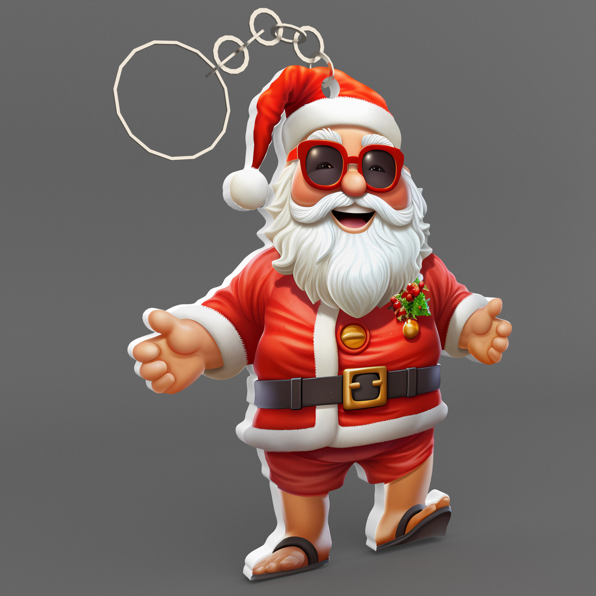 Santa Christmas Keychain STL printable and decorate 3D print model_1