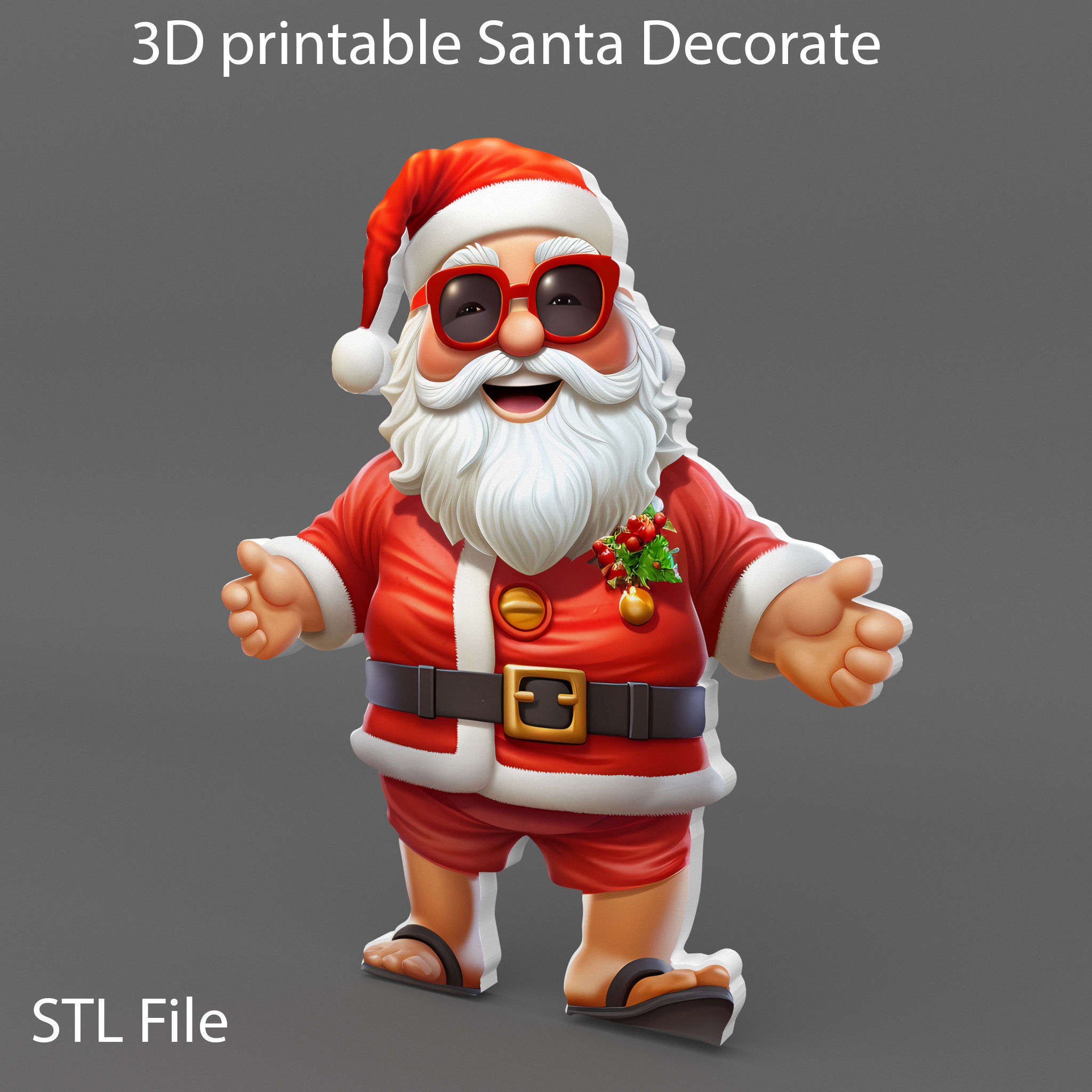 Santa Christmas Keychain STL printable and decorate 3D print model_10