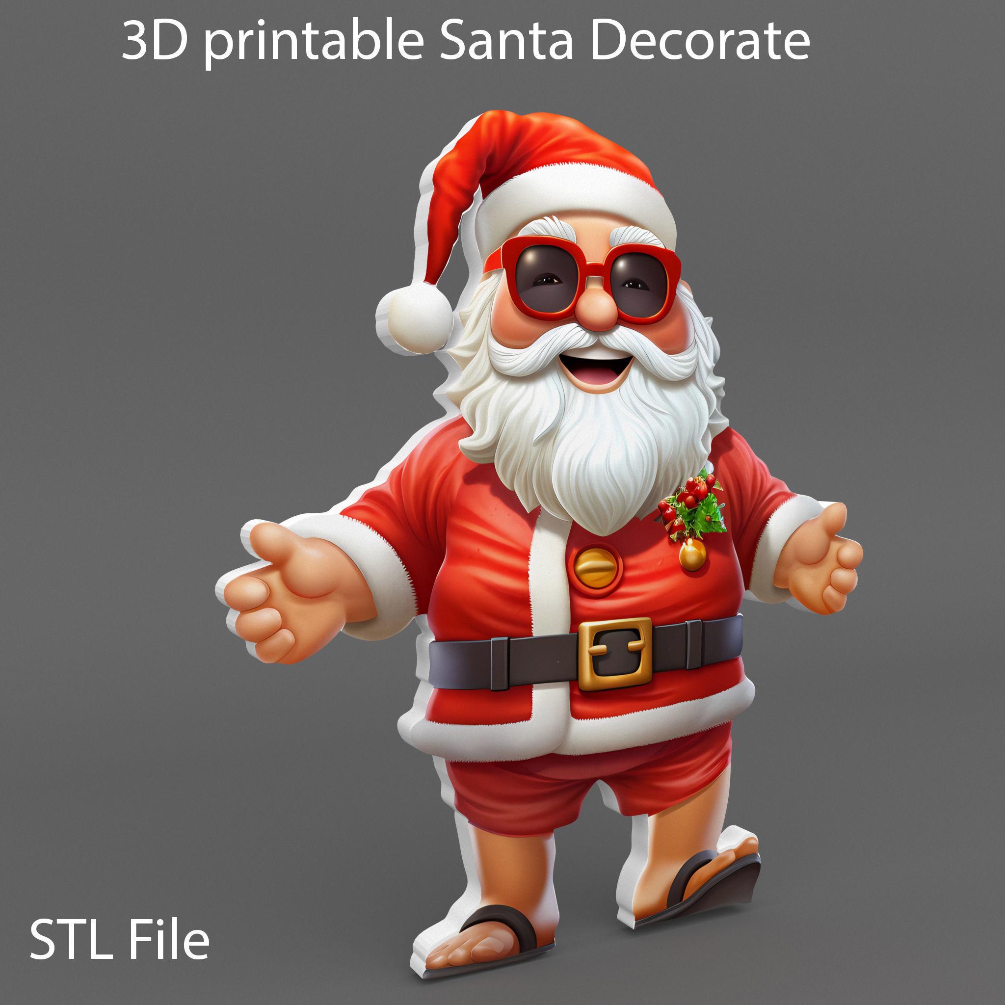Santa Christmas Keychain STL printable and decorate 3D print model_9