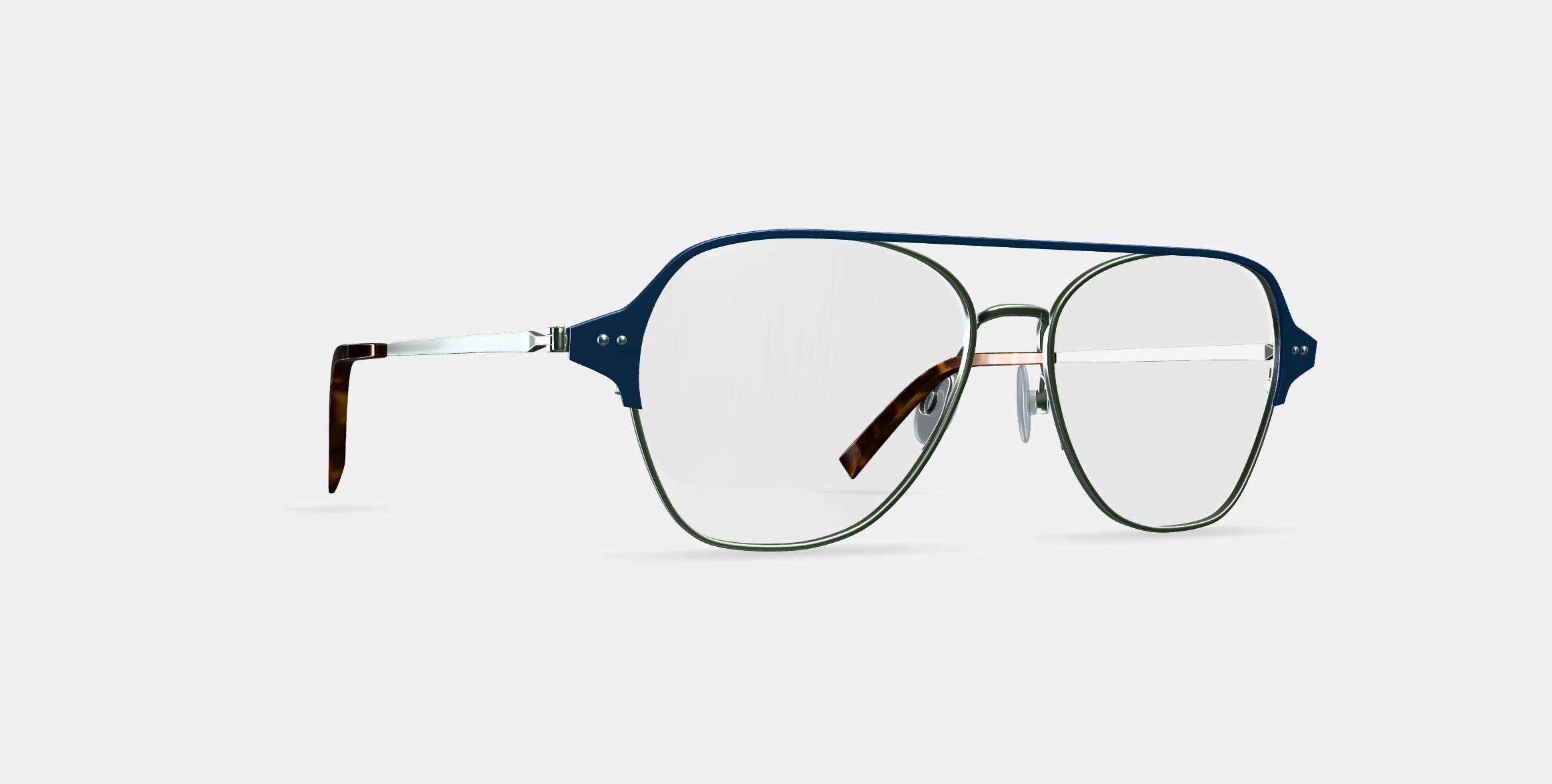 Corson Eyeglasses in Polished Silver with Deep Teal 3D model_8