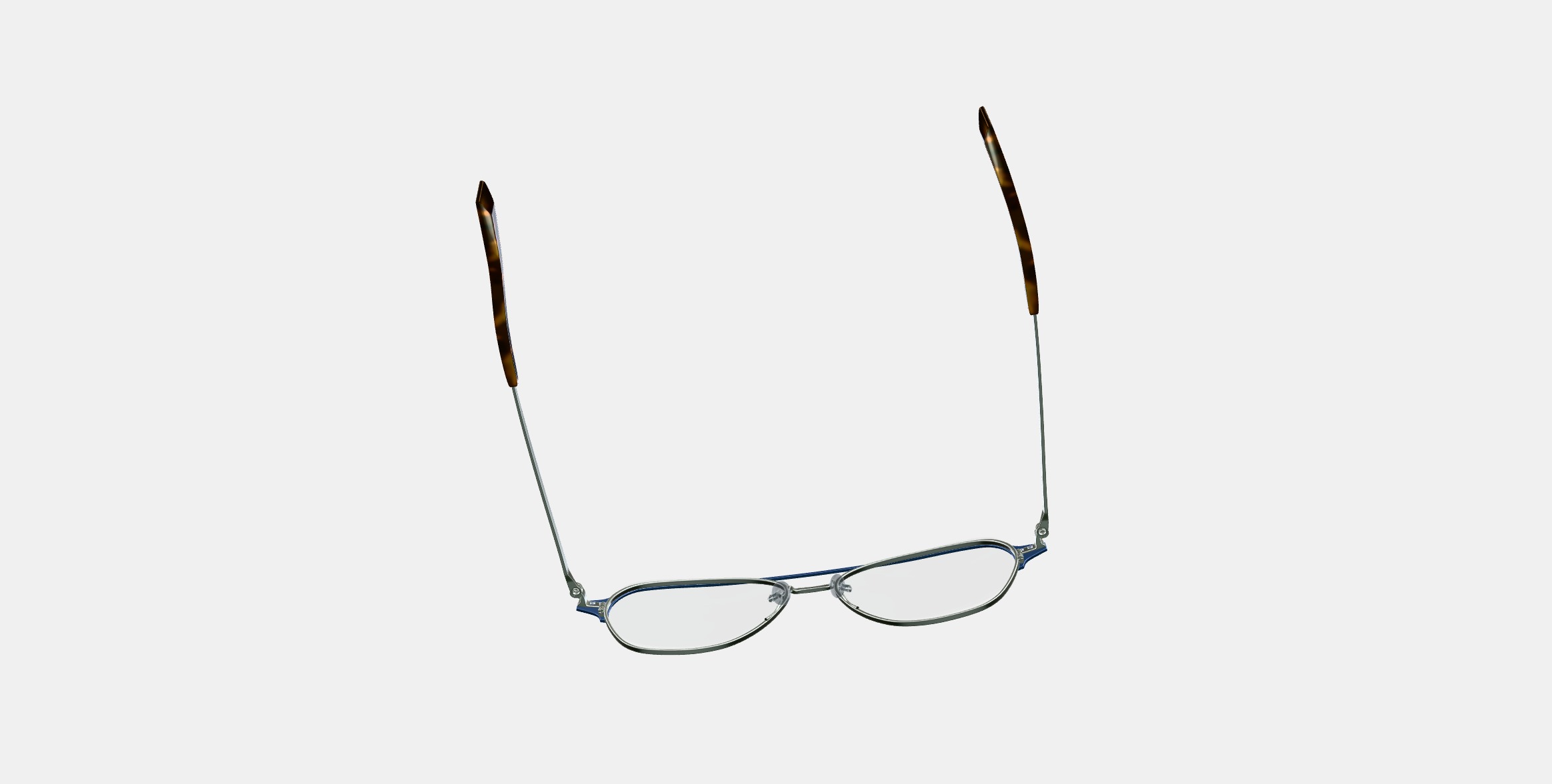 Corson Eyeglasses in Polished Silver with Deep Teal 3D model_2