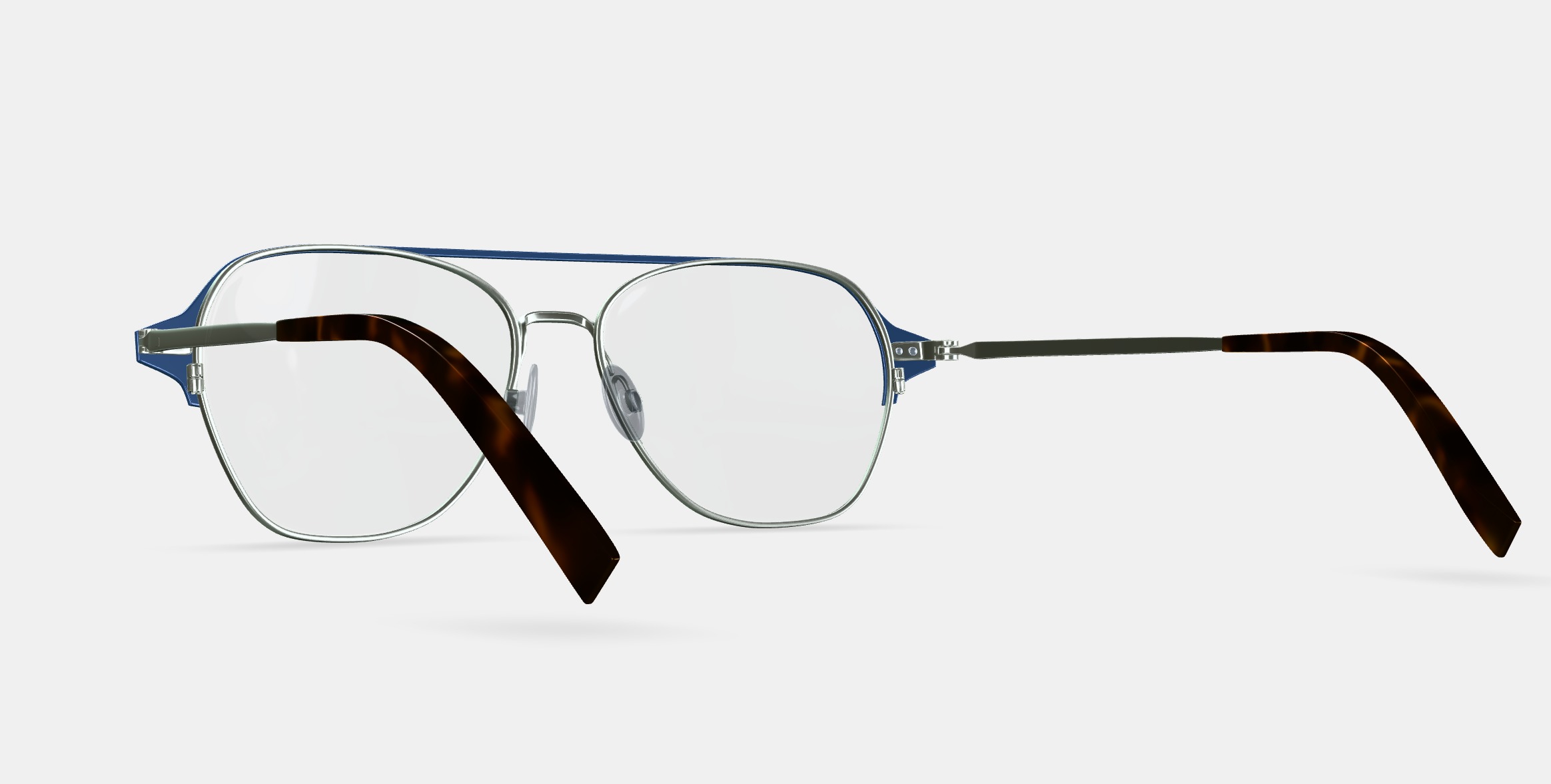 Corson Eyeglasses in Polished Silver with Deep Teal 3D model_5