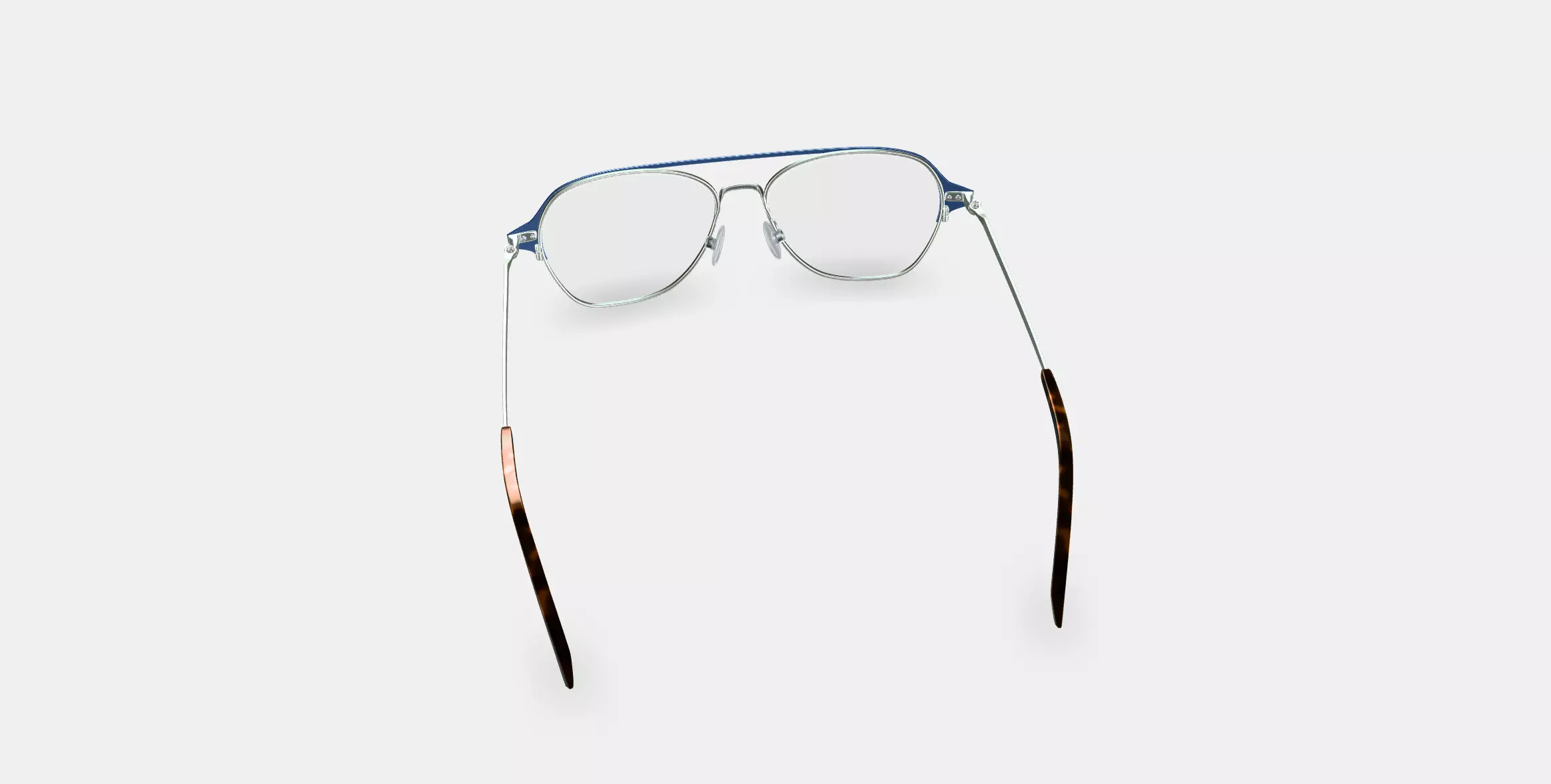 Corson Eyeglasses in Polished Silver with Deep Teal 3D model_0