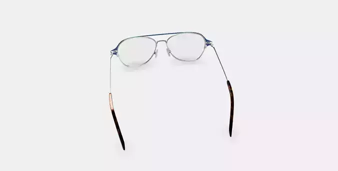 Corson Eyeglasses in Polished Silver with Deep Teal