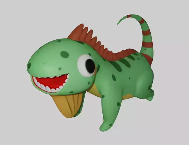 Hand Painted Iguana Free 3D model