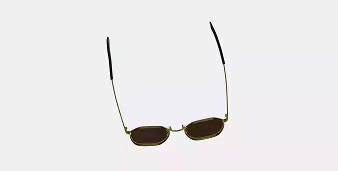 Keiko Sunglasses in Polished Gold 3D model