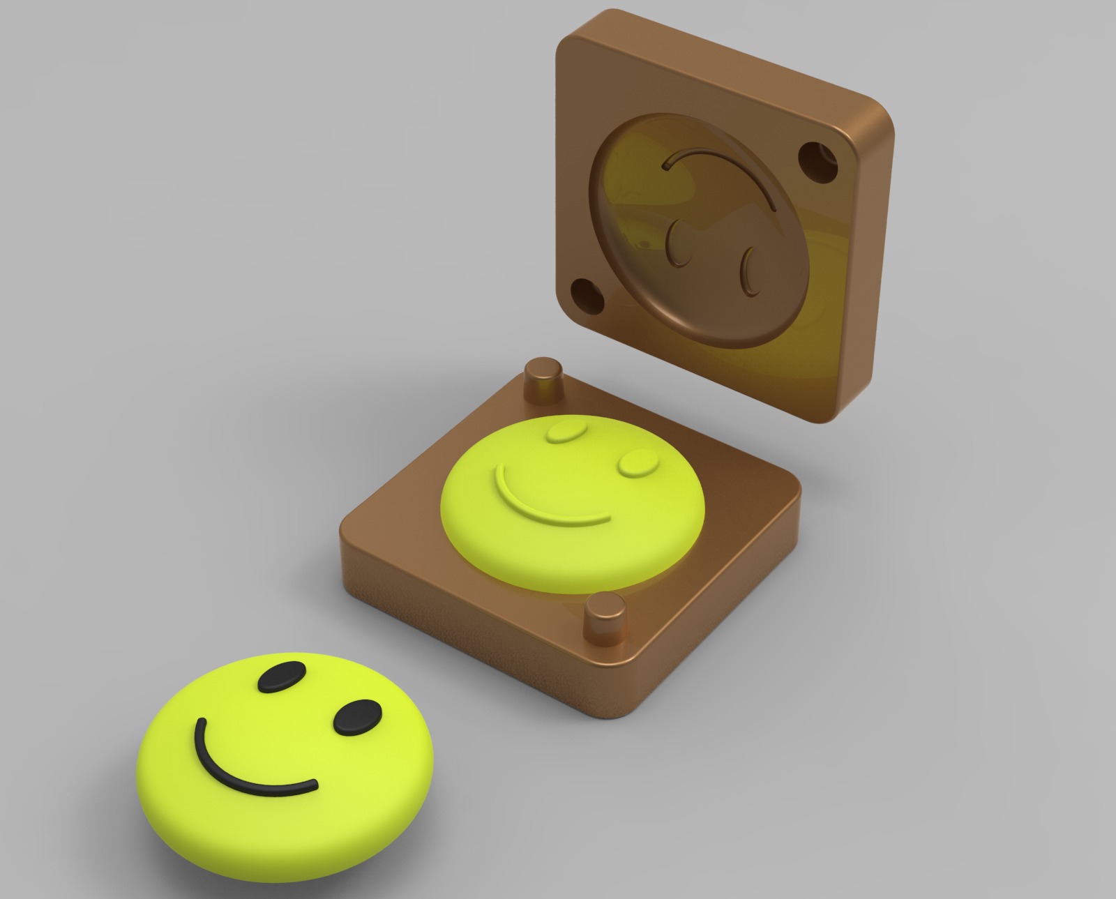 Smiling Face Mold Single 3D print model_1
