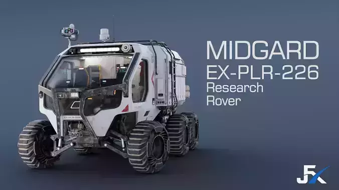 PBR-Unreal-Midgard Expedition Vehicle Rover Low-poly 3D model