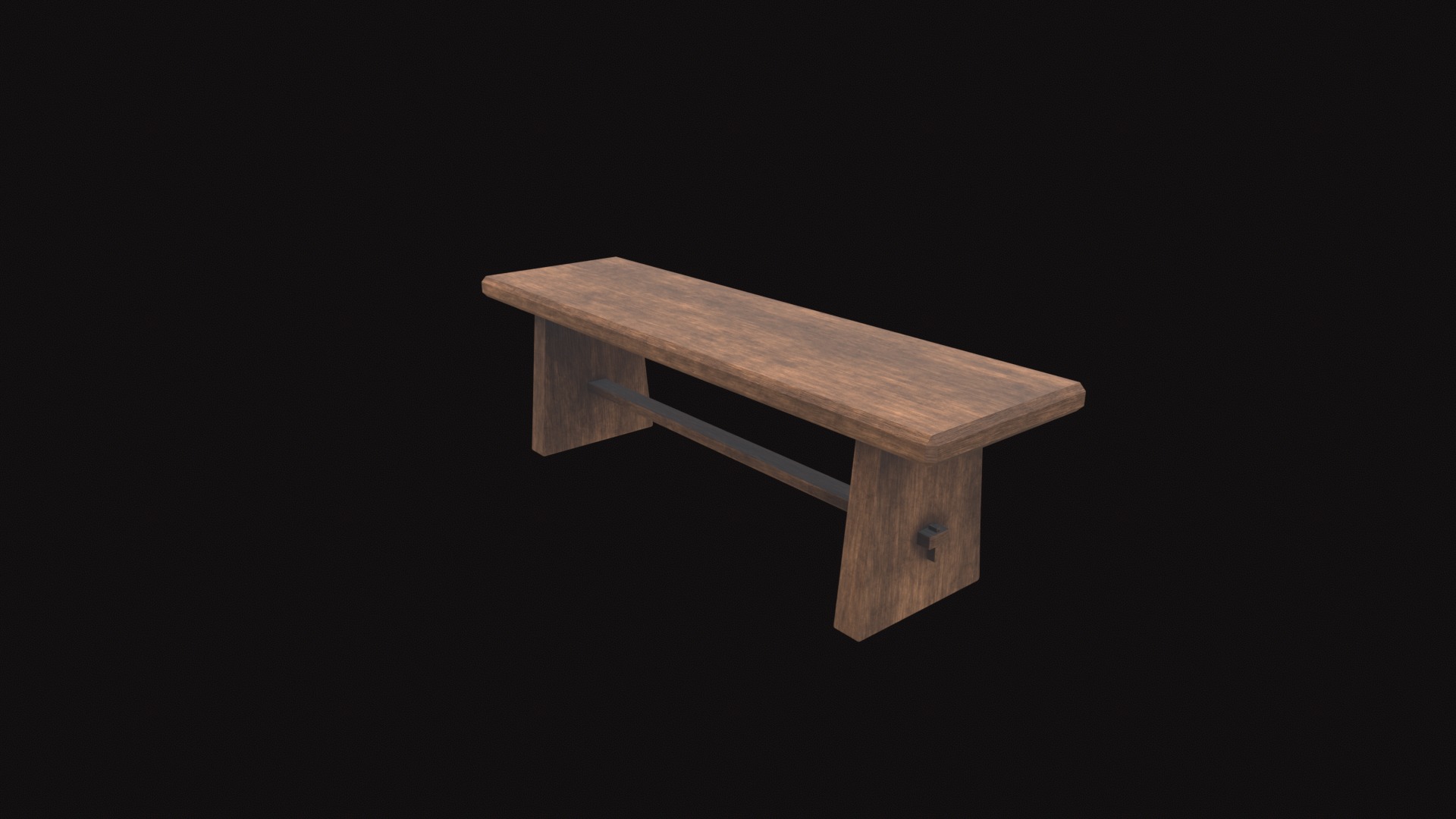 Medieval Bench V03 Low-poly 3D model_5