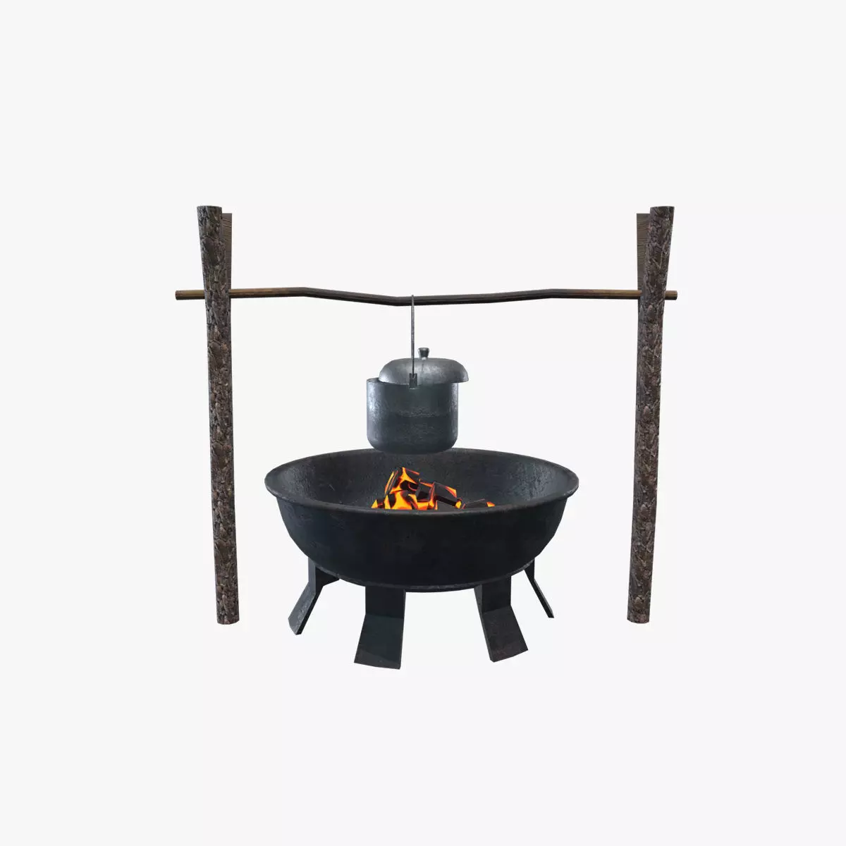 Medieval Fire Pit Low-poly 3D model