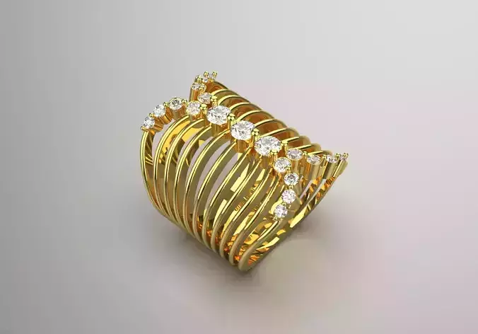 Yellow gold ring with diamond model blade design jr00076