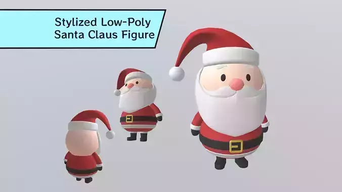 Stylized Low-Poly Santa Claus Decorative Figure Low-poly 3D model