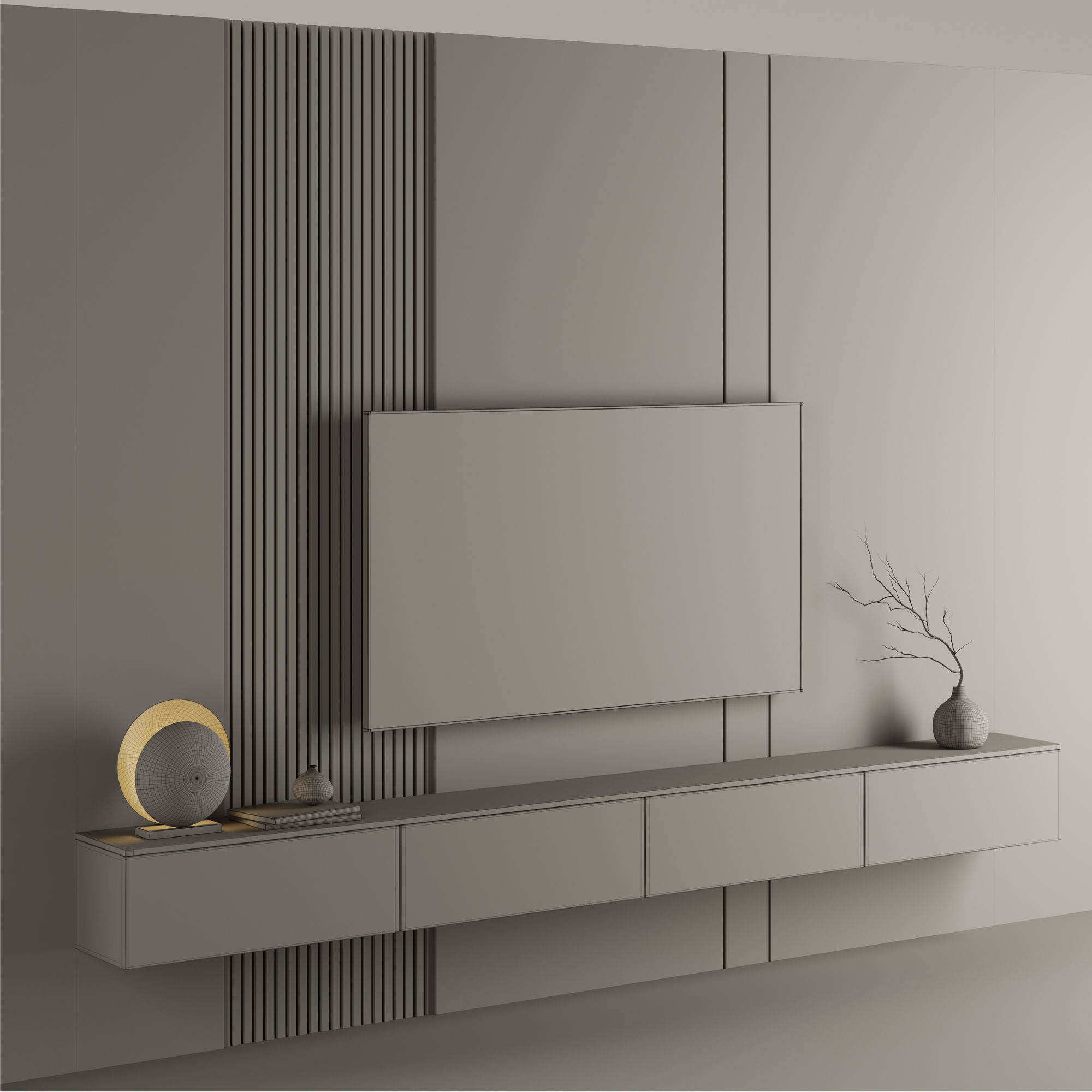 Tv Wall Set 13 3D model_5