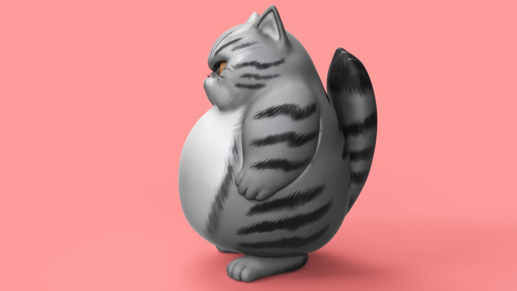 Angry Fat Cat STL for 3D print model_4