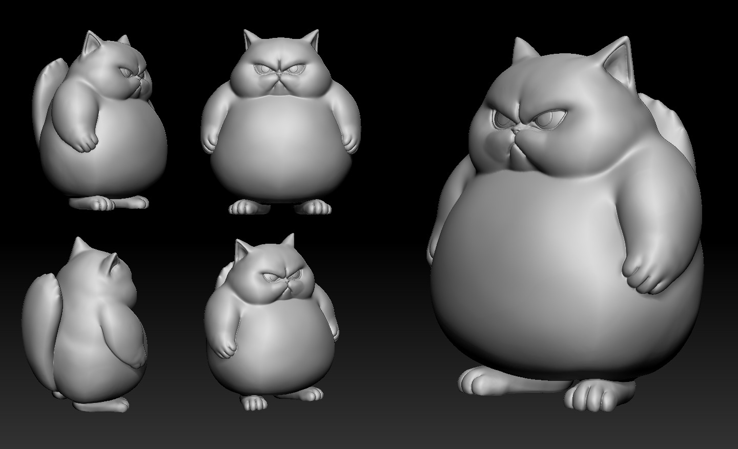 Angry Fat Cat STL for 3D print model_5
