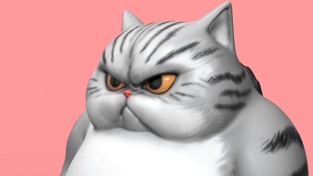 Angry Fat Cat STL for 3D print model_2