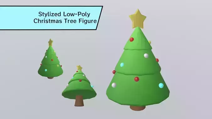 Stylized Low-Poly Christmas Tree Decorative Figure