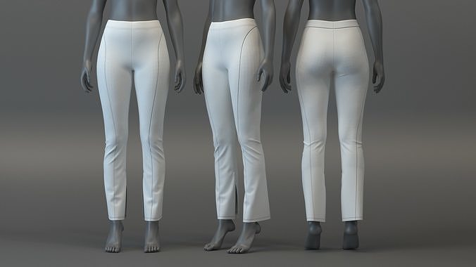 Flared Leggings with side zip 3D model