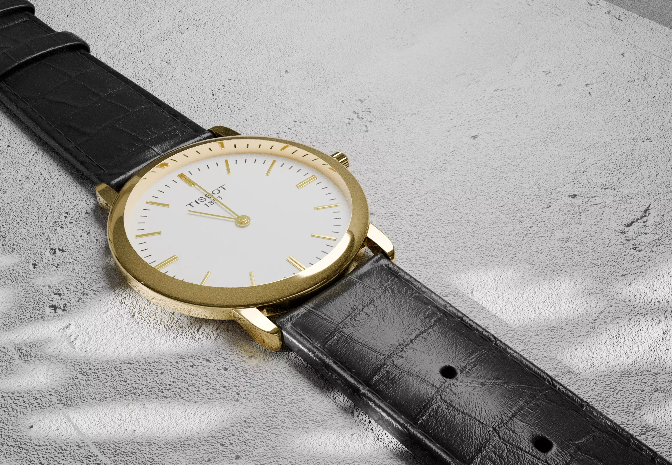 Tissot wristwatch 3D model_0