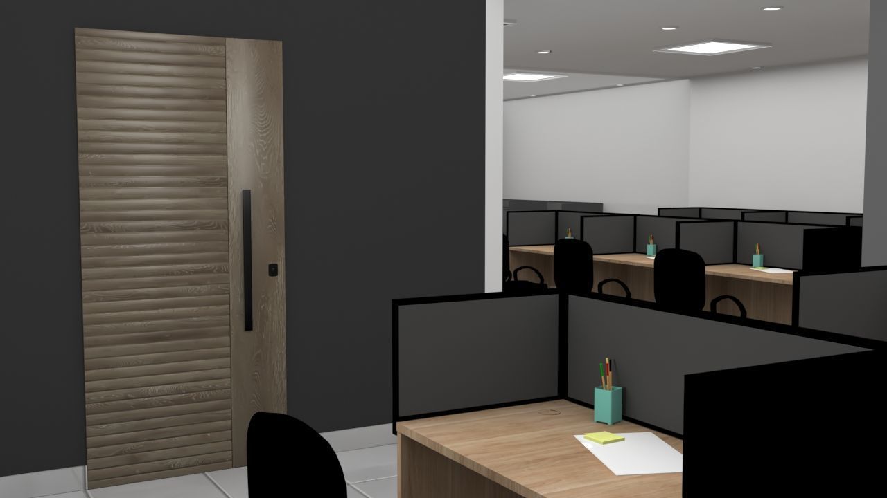 Modern Office Workstation 3D Model with V-Ray Settings 3D model_3