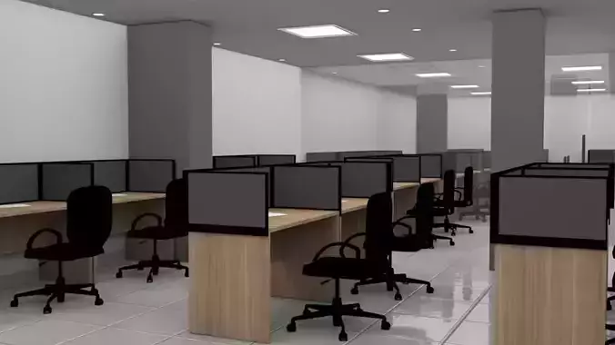 Modern Office Workstation 3D Model with V-Ray Settings 3D model