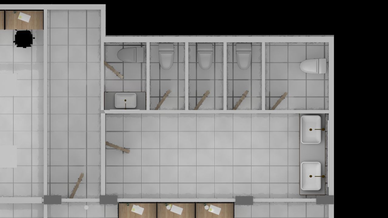 Modern Office Workstation 3D Model with V-Ray Settings 3D model_11