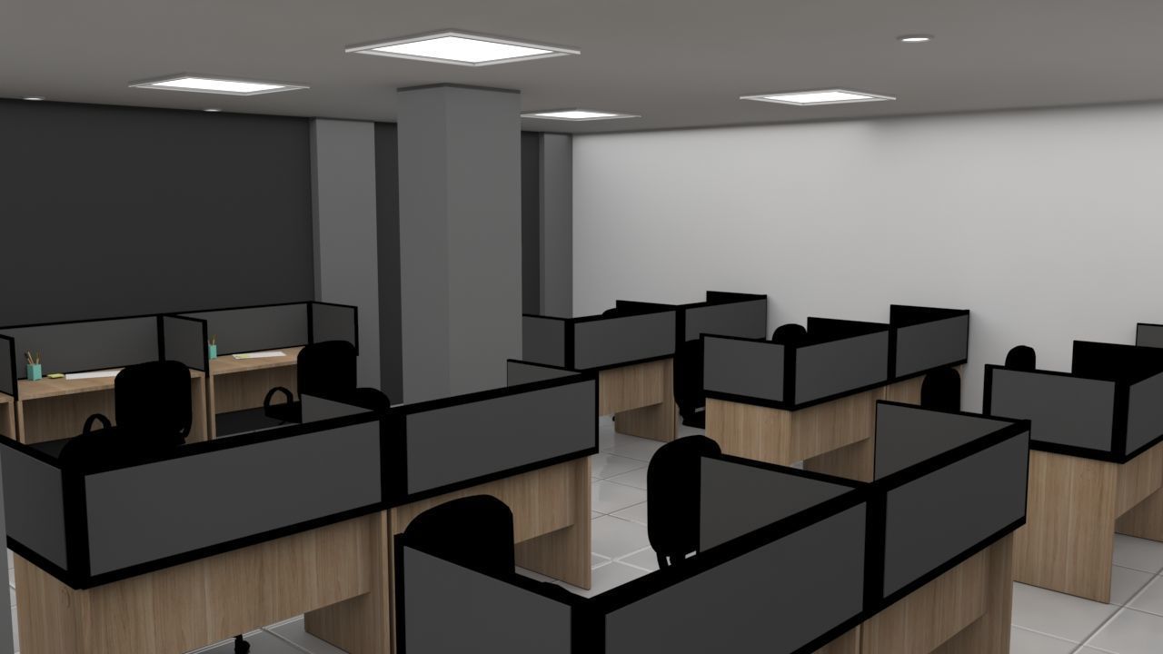 Modern Office Workstation 3D Model with V-Ray Settings 3D model_6